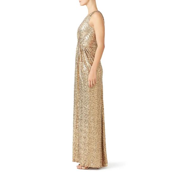 Badgley Mischka Gold Sequin Midi Dress - Picture 3 of 4